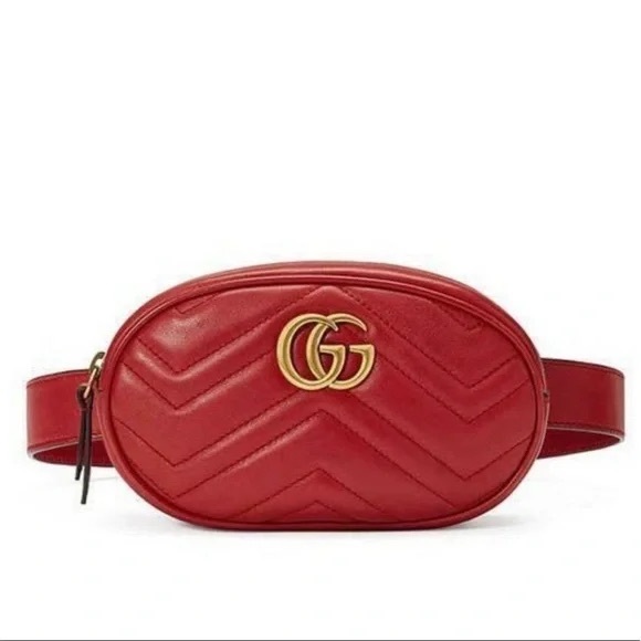 Gucci Red GG Marmont Chevron Belt Waist Bag Fanny Pack - Picture 3 of 5